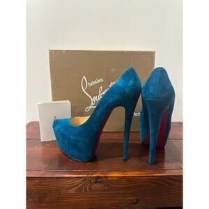 Christian Louboutin Teal Suede 160mm Platform Pumps – Size 38.5 (US 8.5)